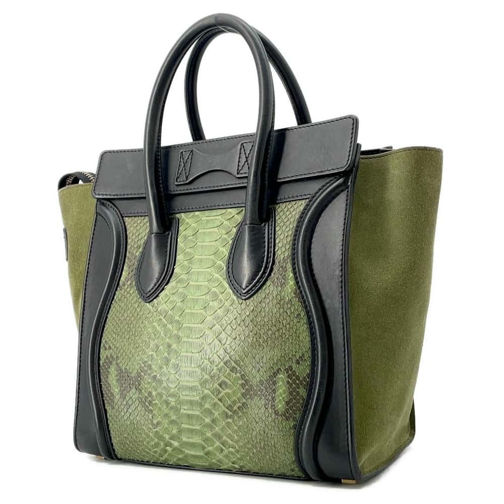 Celine Luggage Shopper Micro Python Suede Handbag… - image 2